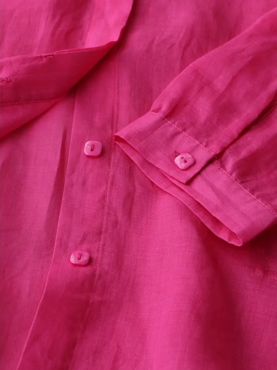 Léger ample Long Sve lin irt décontracté printemps été femmes haut respirant climatisation vêtements d'extérieur chapeau conception