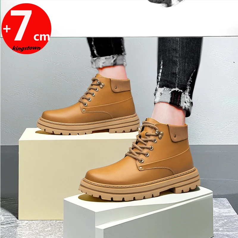 Men\'s Height Increasing Elevator Shoes with Insoles 7cm  Man Taller Heel Lift sole High Top Plus Size 37-48