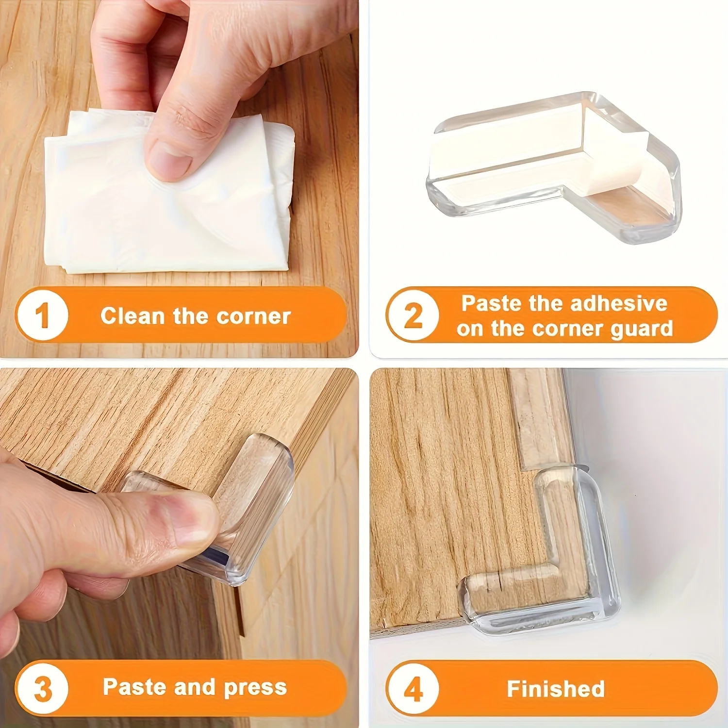 Set angolare anticollisione in silicone trasparente da 20 pezzi per prese di corrente e protezione dei bordi dei mobili