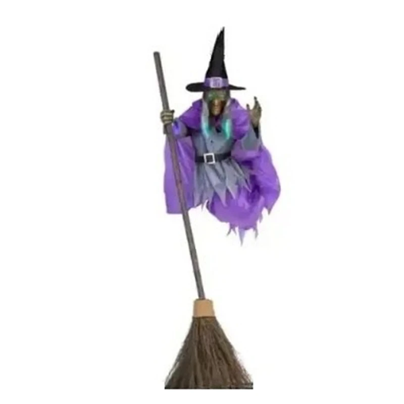 Halloween Broom Witch Decoration 6-Foot-Tall Flying Witch Decoration Halloween Decoration