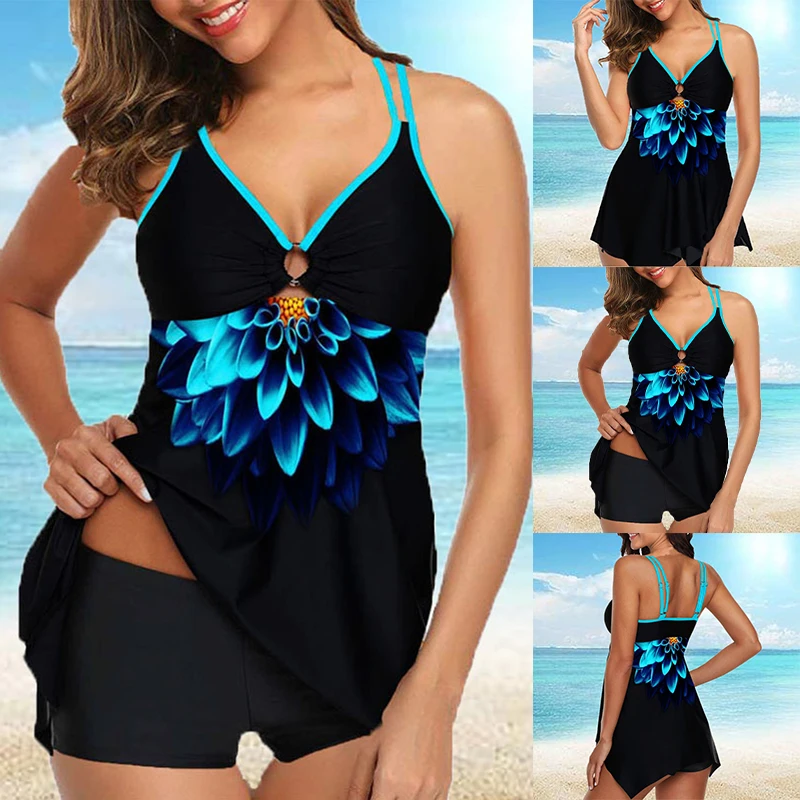 2023 New Summer Women's Regular Tankini Beach Set Monokini Swimwear Swimwear Two Piece Swimwear Fashion Print Tankin