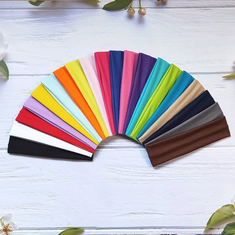 20 Pcs of Solid Color Sports Headbands for Men and Women, Elastic Anti-Slip Sports Headbands, Yoga Fitness Running, Sweat Absorb