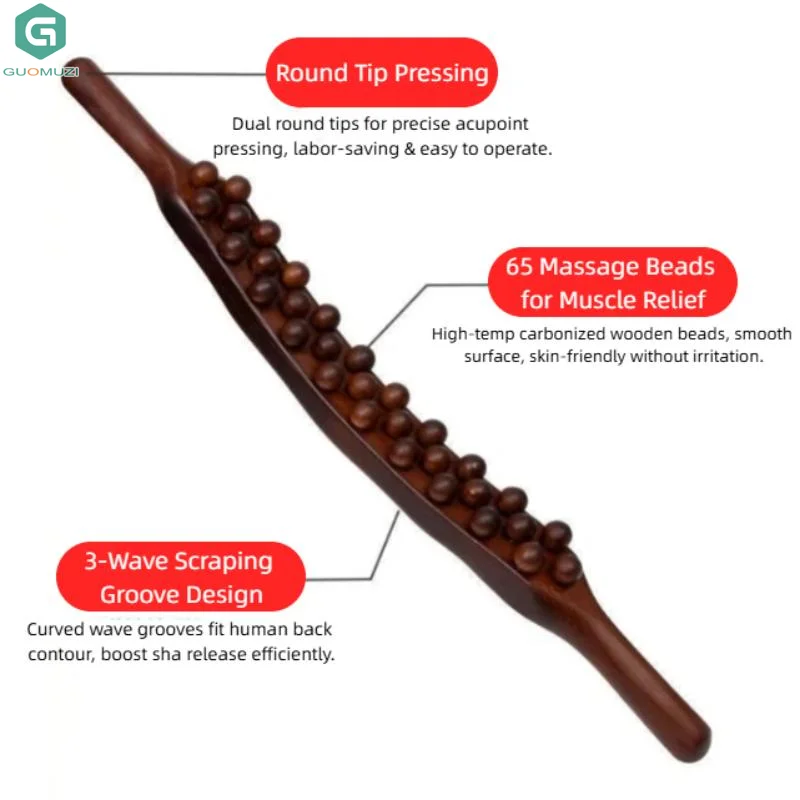 1Pcs 37/65-Bead Gua Sha Abdominal Massager Plastic 37/65 Beads Universal Back Massage Tendons Scraping Stick Point Treatment