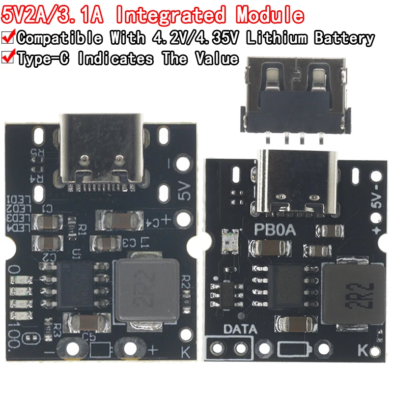 Type-C USB 5V 2A Boost Converter Step-Up Power Module Lithium Battery Charging Protection Board  LED Display USB For DIY Charger