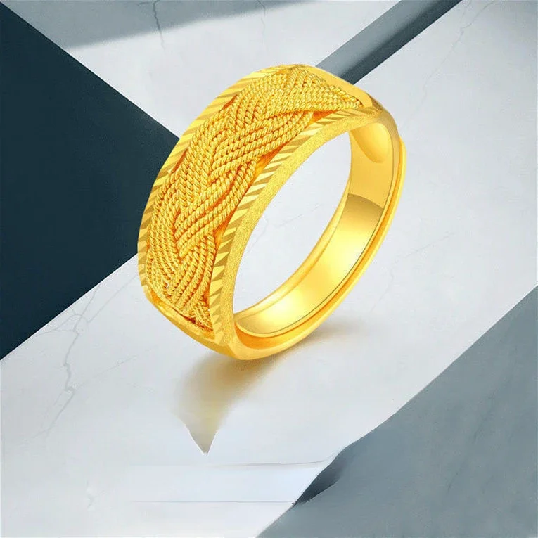 Exquisite Gold Color Adjustable Twist Ring Couples Ring Women Gold Rings Wedding Birthday Fine Jewelry Gift