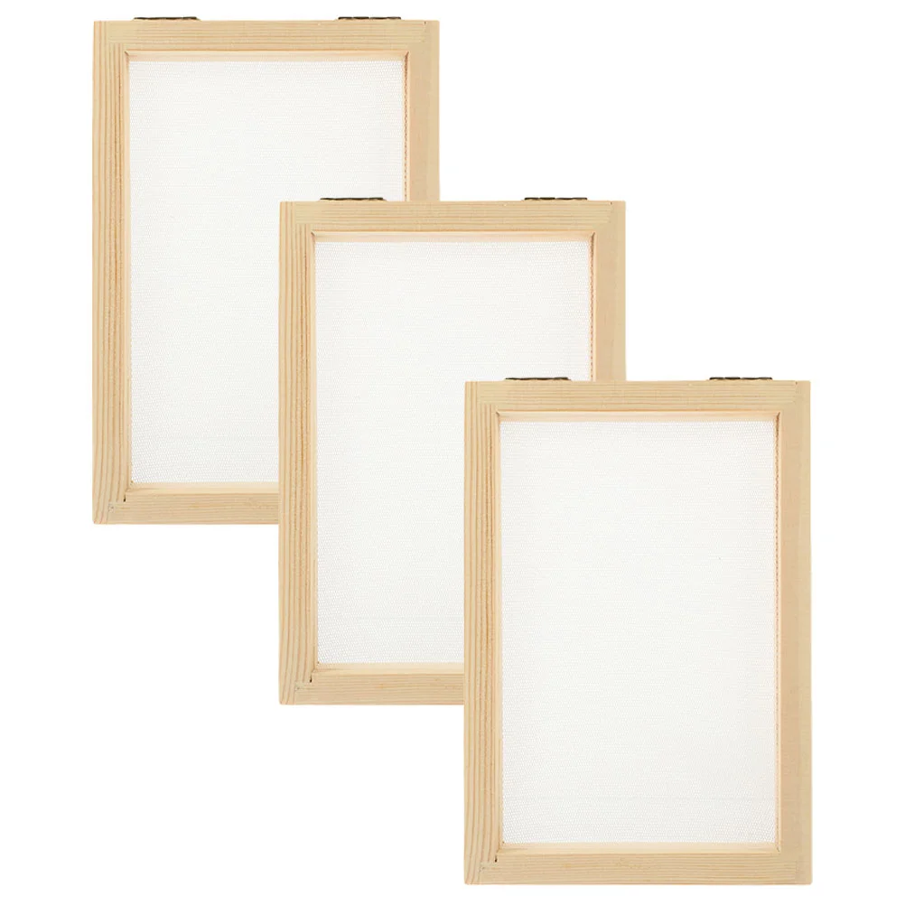 3 Pcs Paper Frame Making Kits Screen Mesh Wooden Frames DIY Handmade Craft Tools