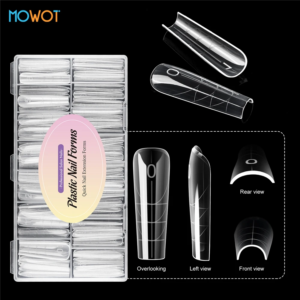MOWOT 150 قطعة/صندوق مسمار أشكال مزدوجة 15 أحجام بناء سريع UV جل أظافر أكريليك قوالب غطاء كامل قابلة لإعادة الاستخدام تمديد مسمار أشكال علوية #2