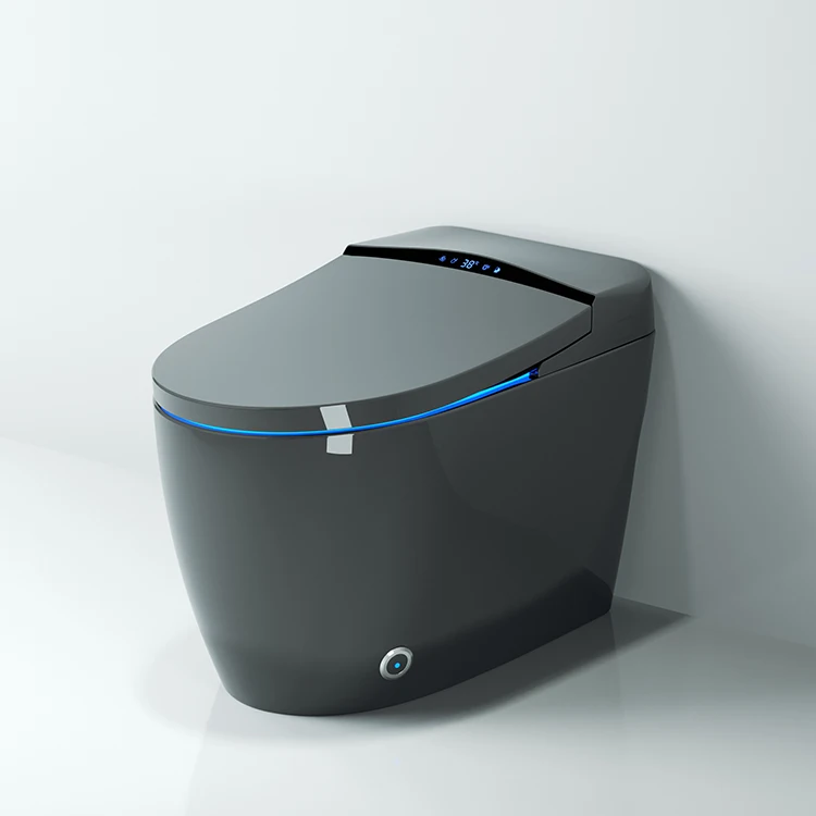 Grey Color One Piece Wc Ceramic 110v/220v Full Automatic Flush Sensor Intelligent Toilet Bowl Smart Toilet With Bidet