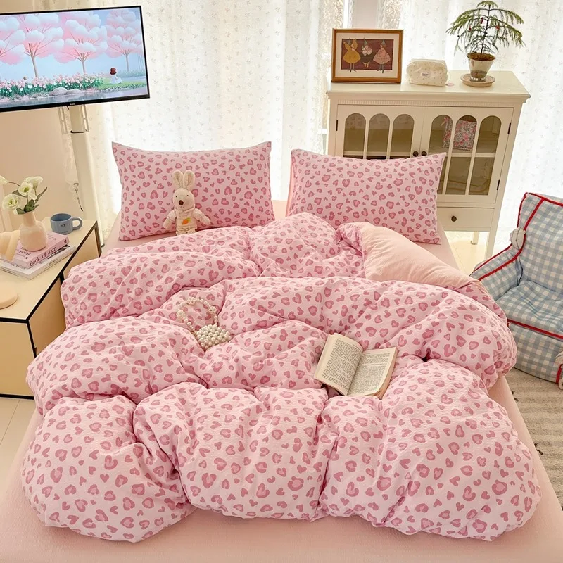 

2026 New Lovely Bedding Set King Queen for Home Bedroom Decoration Single-bed for School Dormitory Comfortable Duvet Cover Set