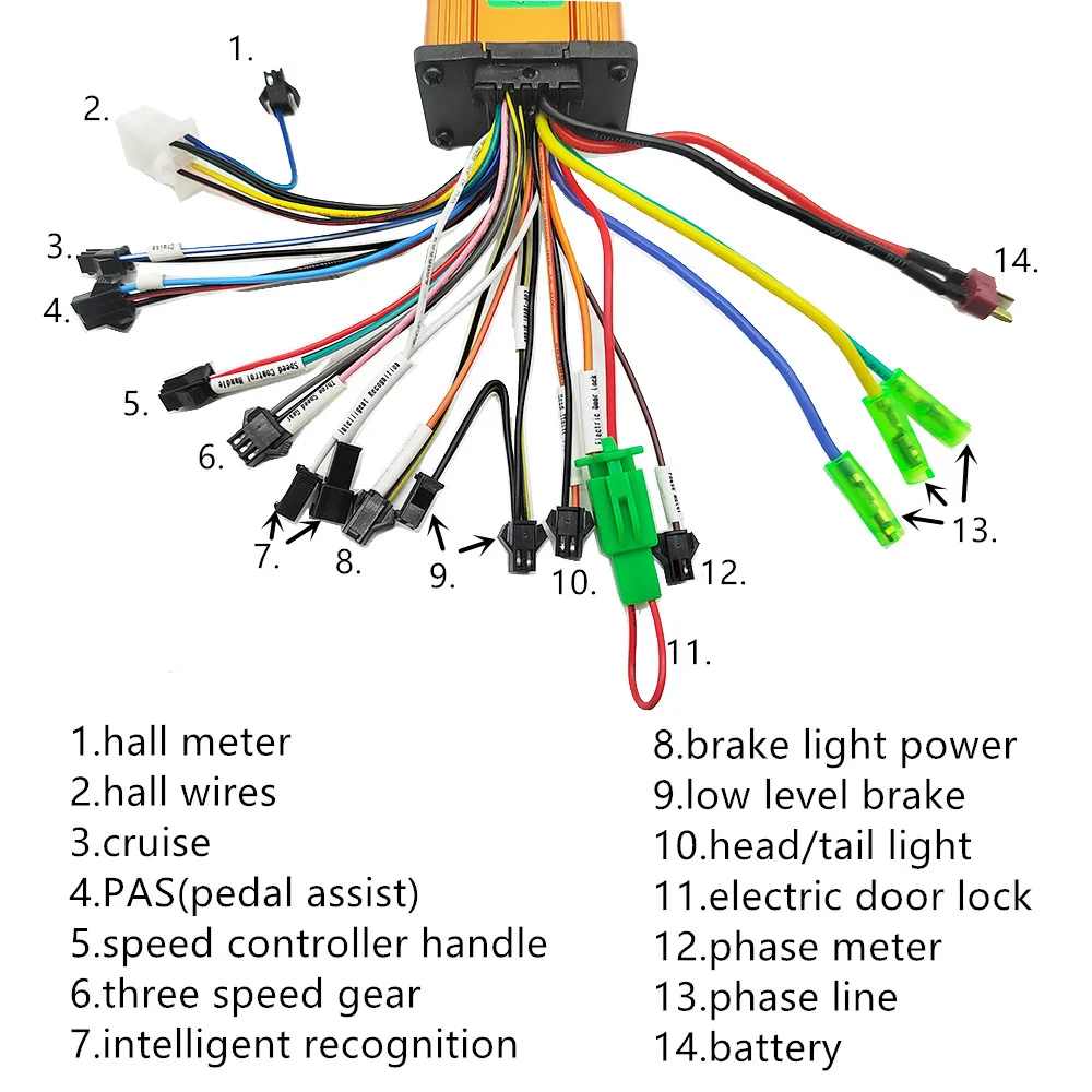 Rower elektryczny/rower E-rower E-skuter bezszczotkowy kontroler 24V 36V 48V 250W 350W 10A 12A 15A 18A 20A z przepustnicą