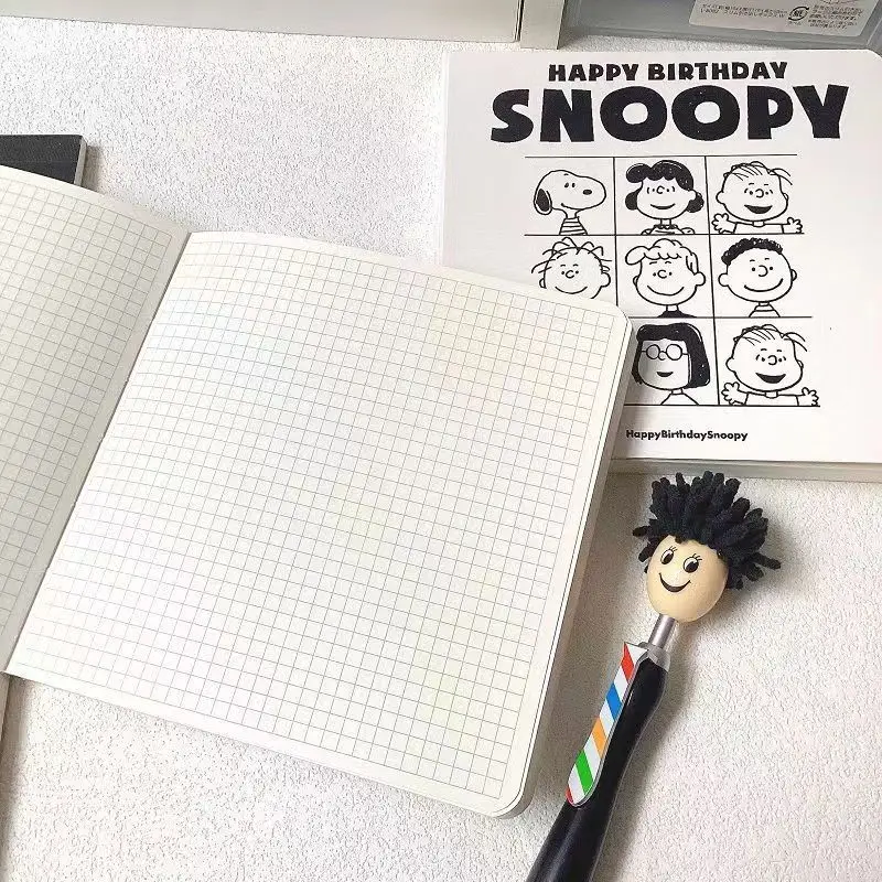 2 pcs Snoopy Diary Grid Thickened Notebook Kawaii Cute Student Notebook Hand Ledger Cartoon Ins Birthday Gifts Girlfriend Gifts