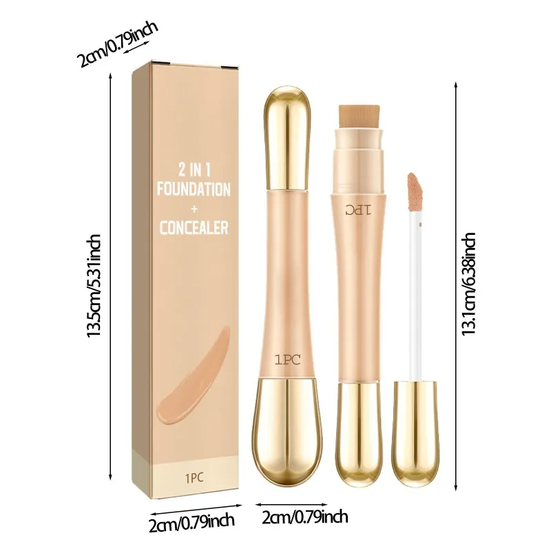 Flüssiger Concealer mit Pinsel Professional 2 in 1 Gesicht makellose Foundation Stick verbergen Gesichts Make-up Frauen Kosmetik matt