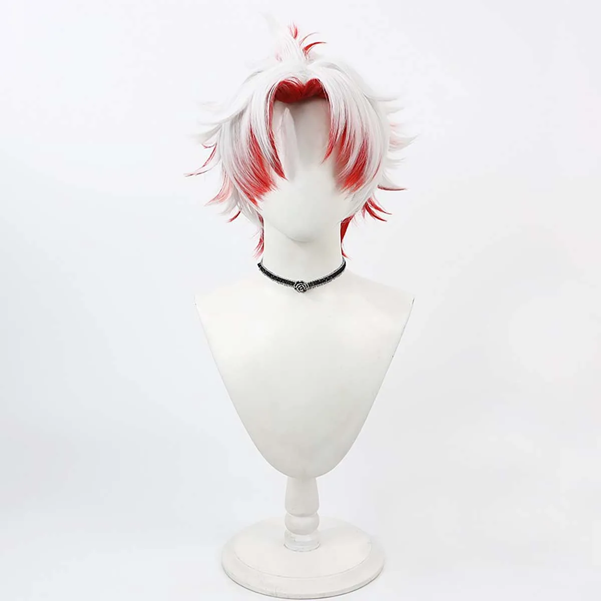 Mannen Game Wuthering Waves Litteken Cosplay Rood Wit Korte Hittebestendige Synthetische Haar Pruik