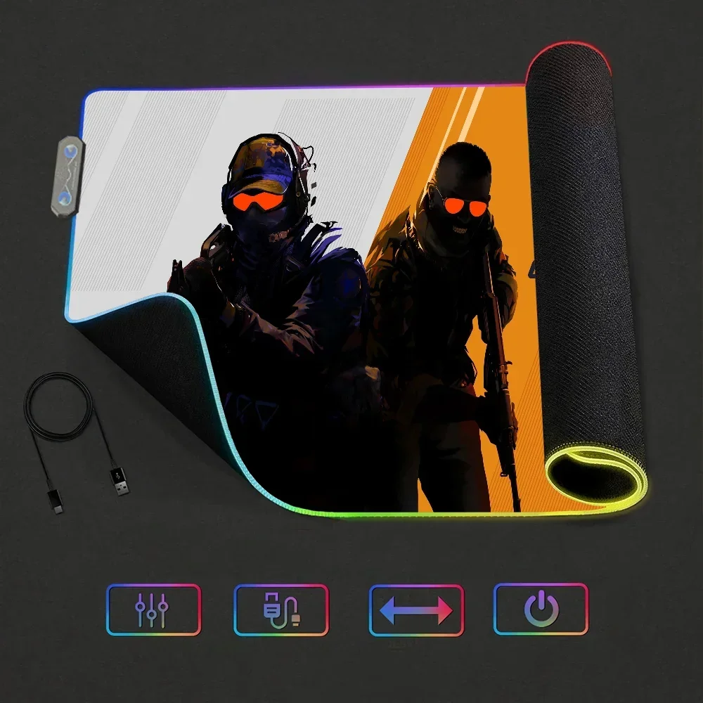 Hot Game Counter-Strike 2 For Rgb Mouse Pad Xxl Steelseries Laptop Mat Gaming Mousepad Backlit Keyboard