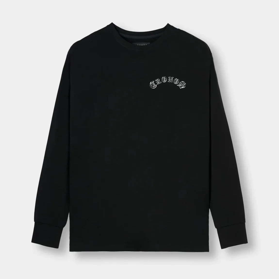 Unisex Heavyweight Long Sleeve Tee CRONOS Gothic Arch Letter Graphic Printed T Shirts Men Big Silhouette Street Style Dailywear