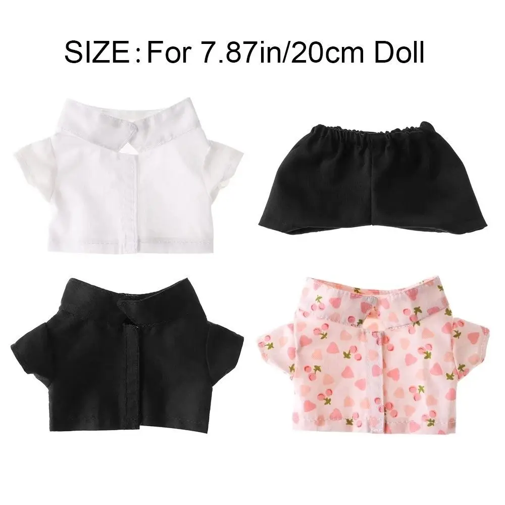 Camiseta de manga corta a rayas para casa, ropa para muñeca de peluche, pantalones para muñeca blanco y negro, ropa para muñeca, camisa para muñeca