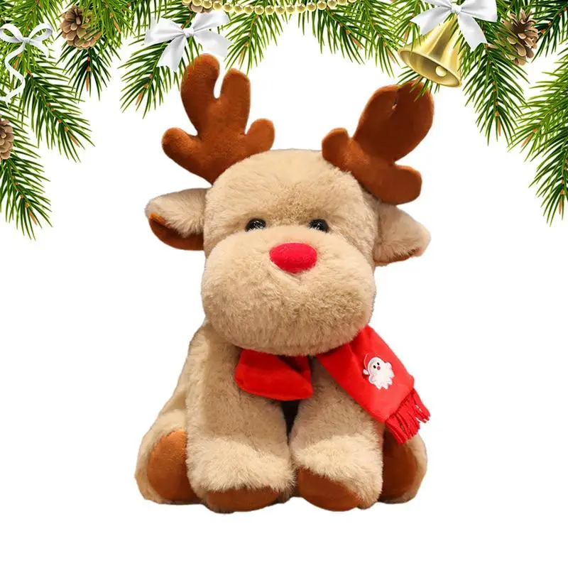 ﻿ Poupée en peluche cerf 30CM, douce et mignonne, renne, jouet câlin, oreiller Animal de pépinière pour noël pour garçons et filles