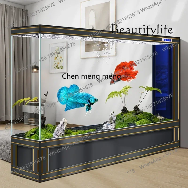 X  X Fish Tank Living Room New Screen Hallway Super White Glass Smart Fish Tank Floor Large Light Luxury