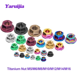 Yaruijia tuerca de titanio M5/M6/M8/M10/M12/M14/M16 tapa de perno de tuerca de brida para motocicleta bicicleta