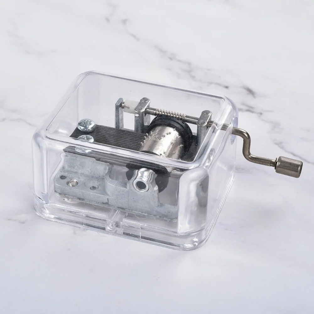 Acrylic Clear Music Box, Hand Cranked Gurdy Musical Mechanism Music Box Random styles