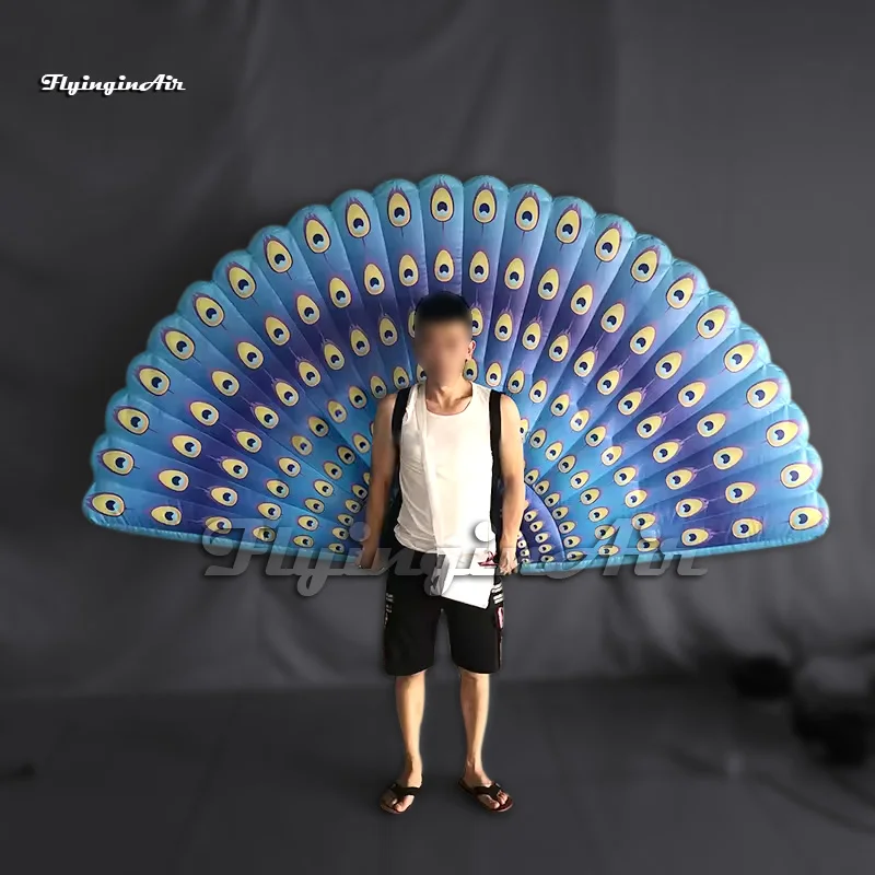 

Attractive Wearable Inflatable Peacock Tail Dancing Costume 2.5m Walking Blow Up Parade Wings For Stage Show