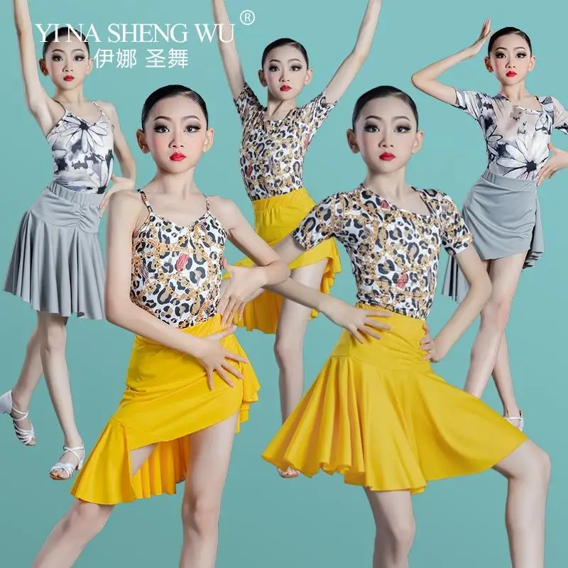 Sukienka do tańca latynoamerykańskiego dla dzieci, strój do ćwiczeń tanecznych dla dziewcząt, odzież do tańca towarzyskiego, strój na występy, strój na zawody latynoamerykańskie, strój na egzamin.