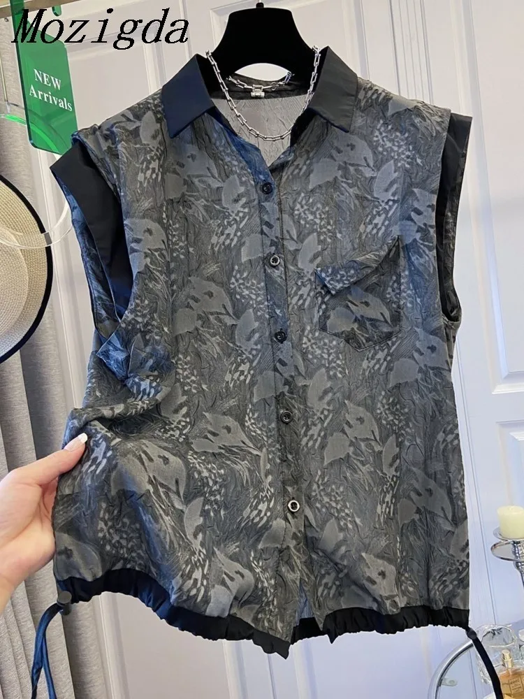 

Summer Chiffon Sleeveless Women Shirt Oversize Fashion Print Floral Vest Blouse Women Ladies Tops