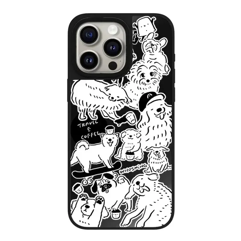 Funda de teléfono magnética con espejo de Graffiti de moda personalizada, funda para IPhone 12, 13, 14, 15, 16 Pro Max, 16 Pro Max