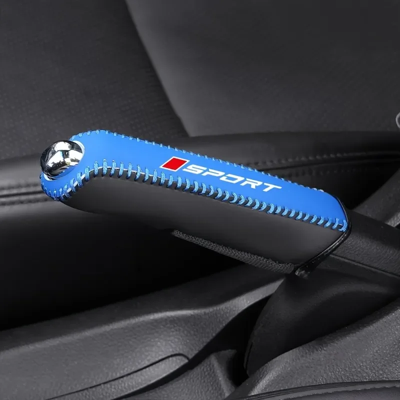 1 Stück Sportlich Genähte PU-Leder Handbremshebel-Abdeckung, Verschleißfest, Rutschfest, Auto-Innendekor, Schutz-Zubehörteil – Detail 3