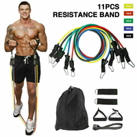 11 Pcs Set Resistance Bands Workout Exercise Crossfit Fitness Yoga Training Tubes  Equipment