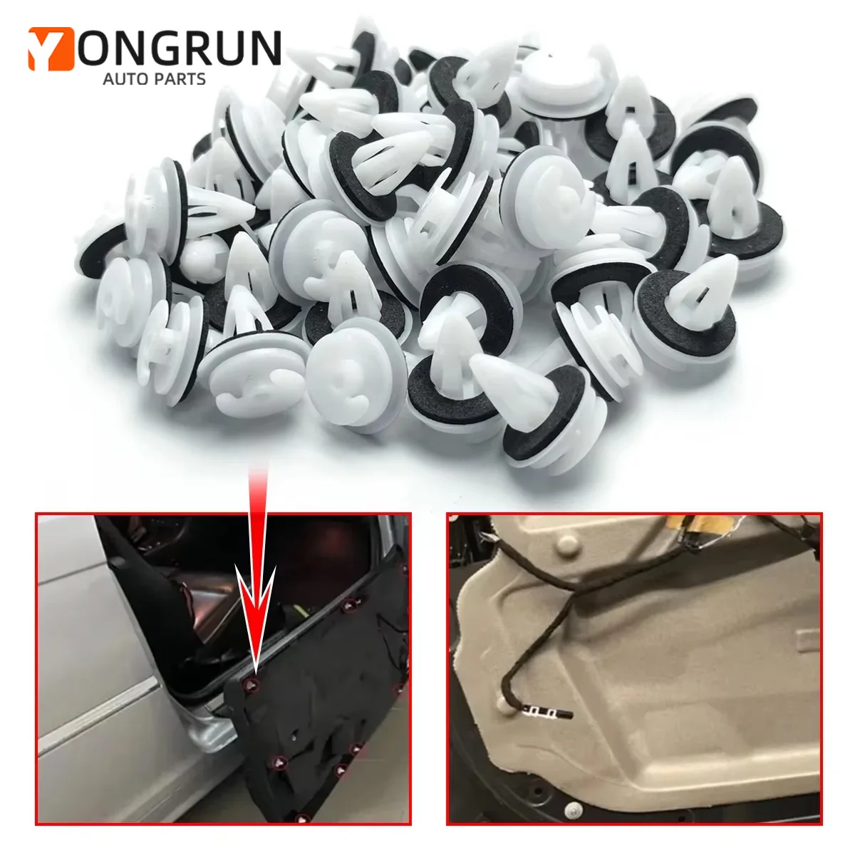 100PCS 50PCS Halte Tür Panel Clips Stoßstange Clips Mit Dichtung Ring Verschluss Innen Kotflügel Schraube Niet Auto innen Halte