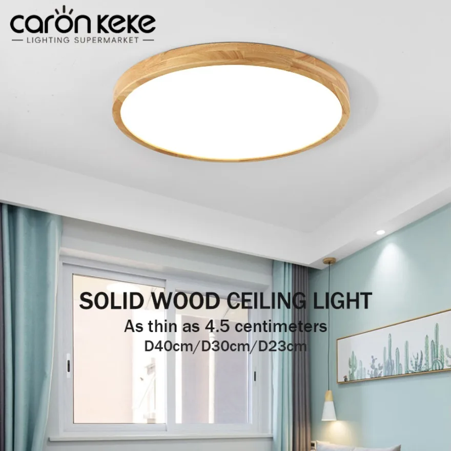 Nordic Solid Wood LED Ceiling Light Round Wood Grain Lighting Lamps Kitchen Living Room Bedroom Indoor Home Decor Ceiling Lamp