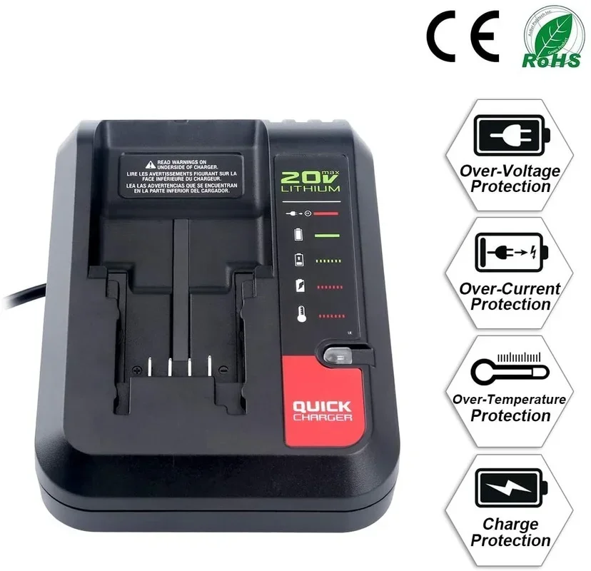 Caricabatterie da 20V per caricabatteria agli ioni di litio Black & Decker per cavo Porter/batteria per cacciavite per trapano elettrico Stanley 18V L2AFC