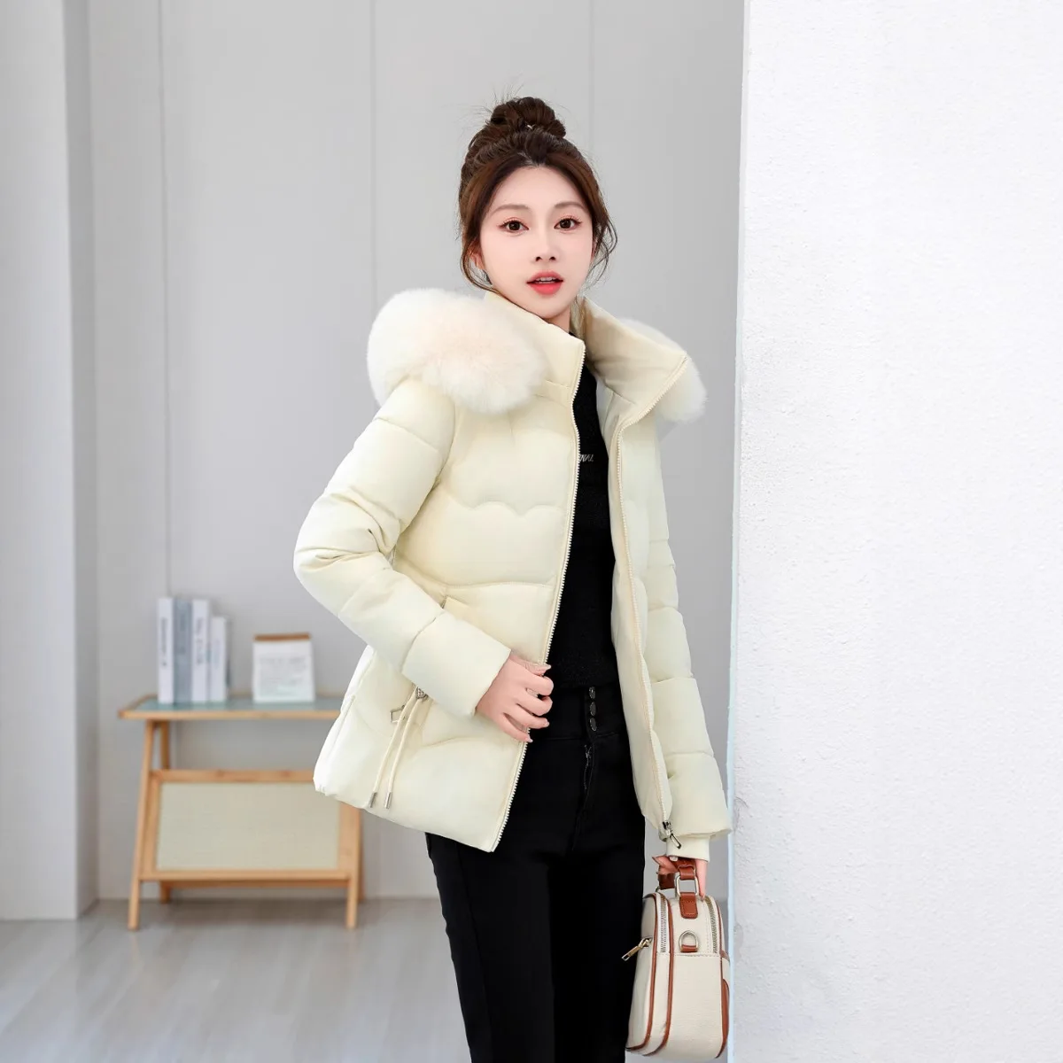 Kurtki damskie w stylu koreańskim, zimowe, nowa moda, jednolite kolory, codzienne, modne, proste, podstawowe, z długim rękawem, z kapturem, pikowane, parki damskie.