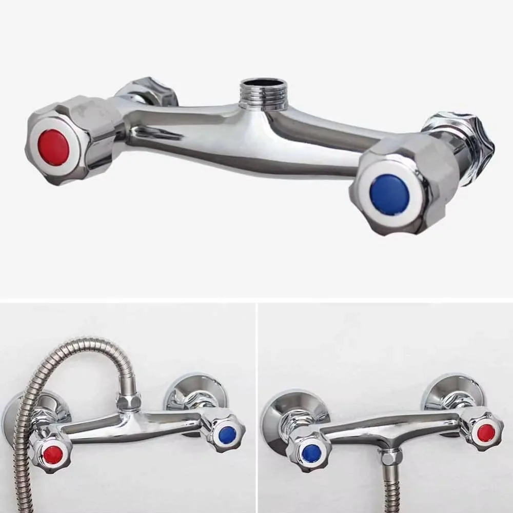 Durable Metal Out Water Inlet Valve Double Control Hot and Cold Double Shower Faucet Valve Wall Mounted Diverter Valve