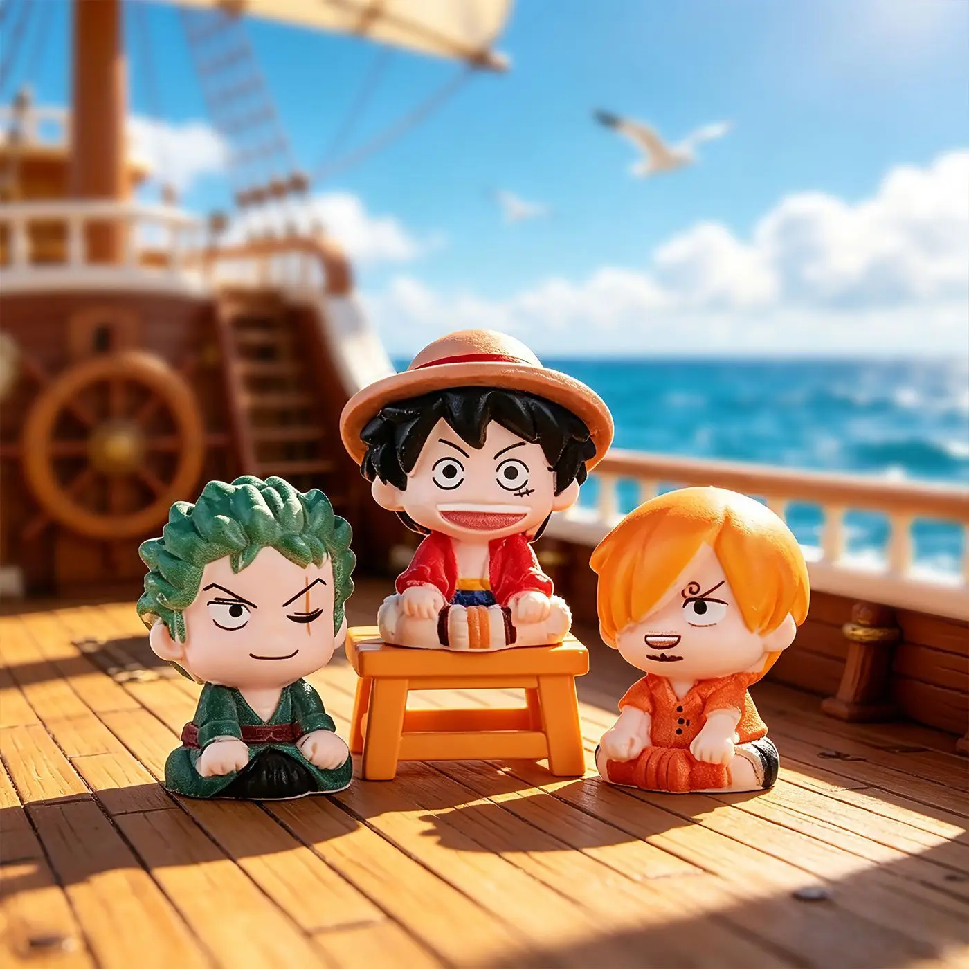 One Piece 9-pack Japanese Style Anime Chibi Mini Figures Full Set Car Dashboard And Desktop Decorations Fun Birthday Gift