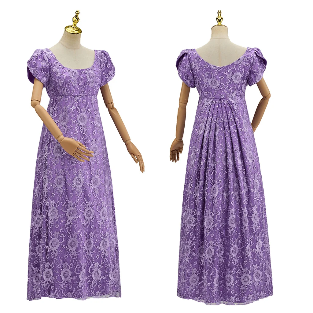 

Kate Purple Dress Kate Costume High Waist Lace Embroidery Ball Gown Victorian Fancy Gown Regency Dress Jane Austin Dress