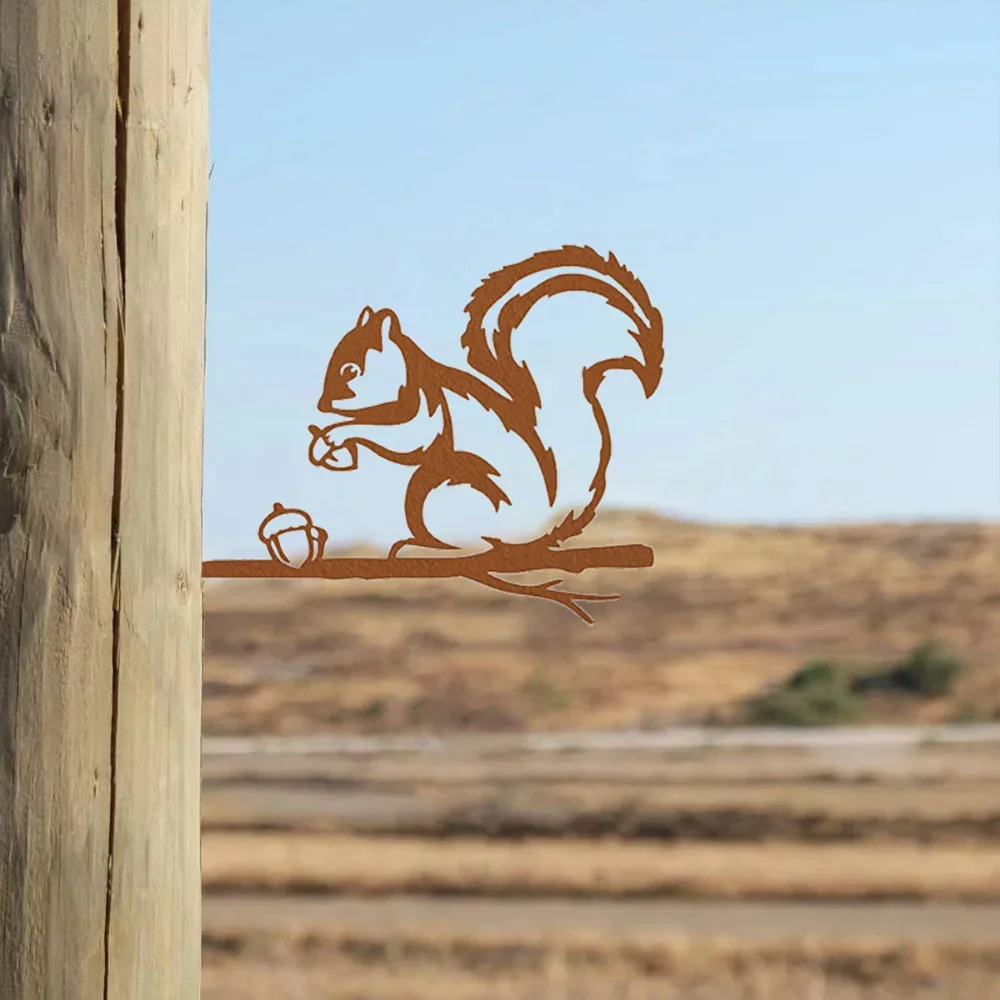 CIFBUY Metal Wall Art Squirrel For Home Garden Wedding Housewarming Decor Iron Hanging Signage Plaque Wall Sculpture Accent