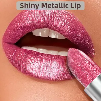 1 ks výrazná a intenzivní třpytivá lesklá metalická rtěnka perleťový odstín na rty, dlouhotrvající matný make-up na rty pro seniory, dárky pro ženy 10 nejlepší prodej Matná rtěnka Medora - №10