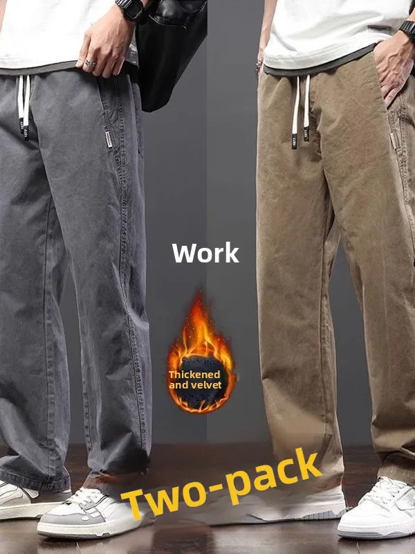 

Men's Workwear Pants Straight Leg Loose Fit Fce Lined Dirt Resistant Auttive Repairing Casual Trousers Autumn Winter