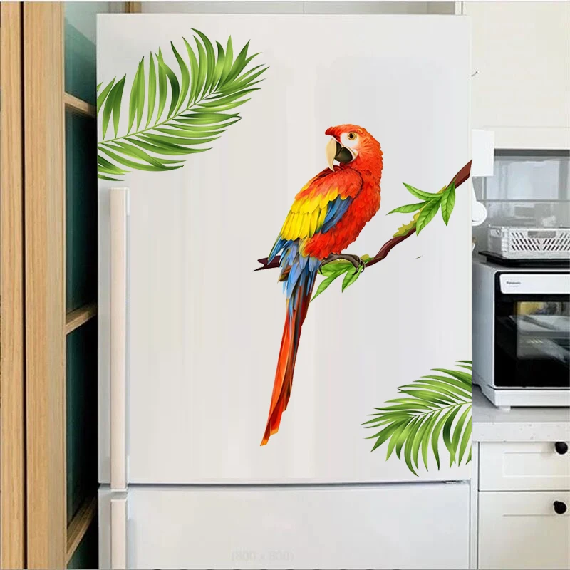 T354# Bird Macaw Animal Wall Sticker Bathroom Toilet Living Room Cabinet Refrigerator Window Home Decoration Decals