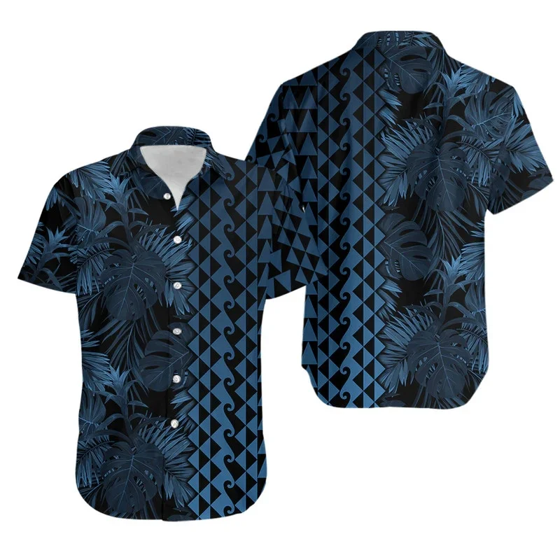 

Summer Polynesian Men's Shirt Loose Short Sleeved Floral Coconut Palm Beach Hawaiian Tops Popular Bright Color Quick Dry Shirts