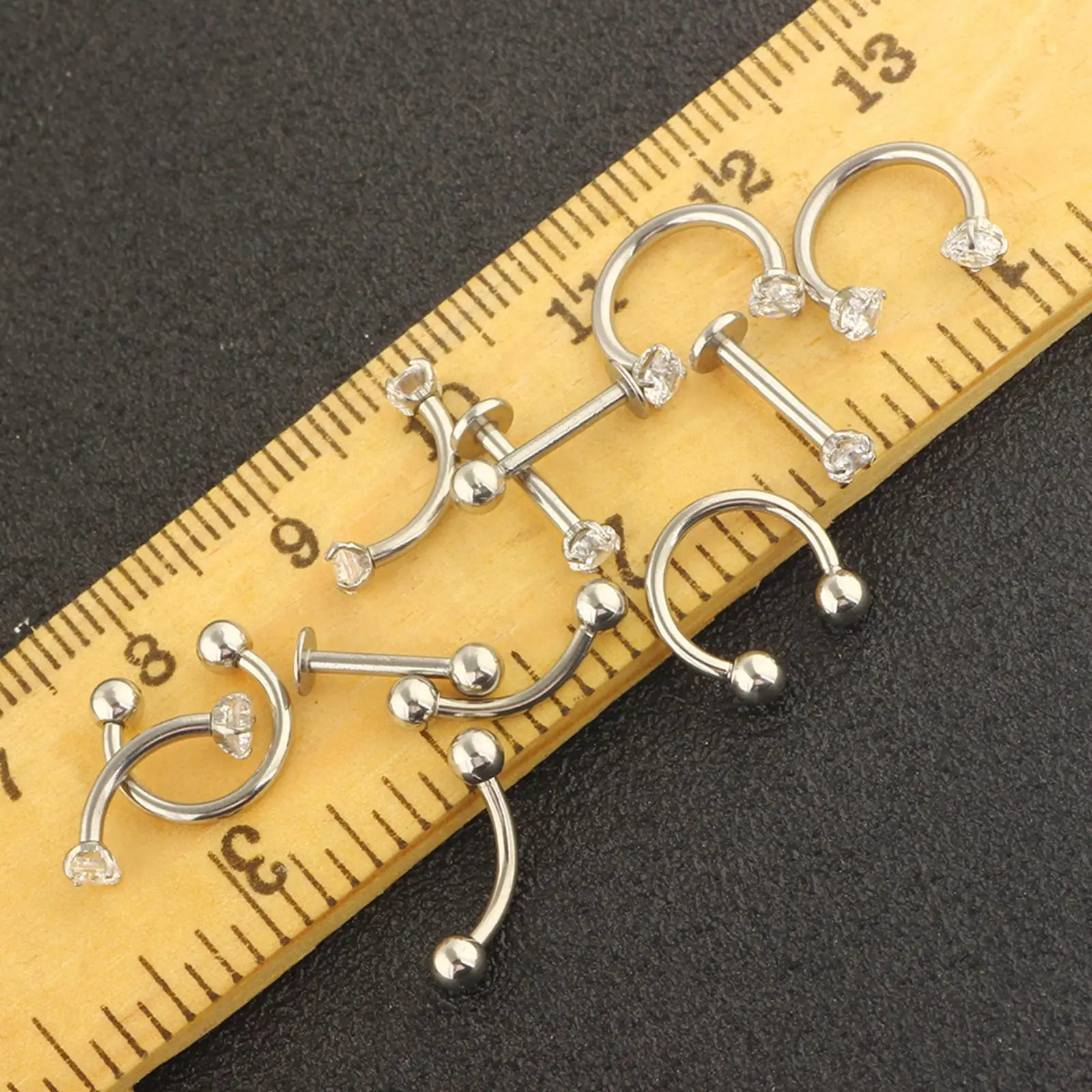 Professional Stainless Steel Piercing Jewelry Kit for Women Men with Nose Ring Earrings Barbells Studs