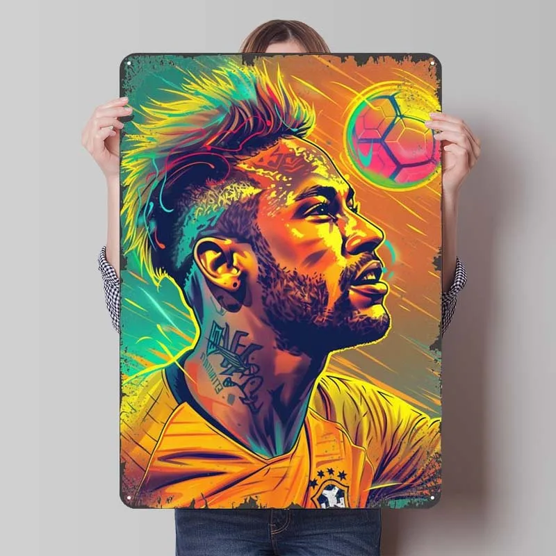 The Bearded Man Neymar Sports Metal Poster Bar Decoration Living Room Custom Metal Tin Signs for Wall Art Decoration Retro Decor