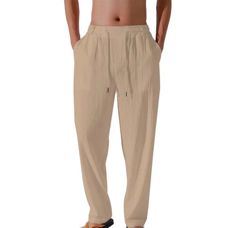 

2025 Men's Casual Breathable Cotton Sports Pants, Trendy and Fashionable Simple Thin Beach Pants