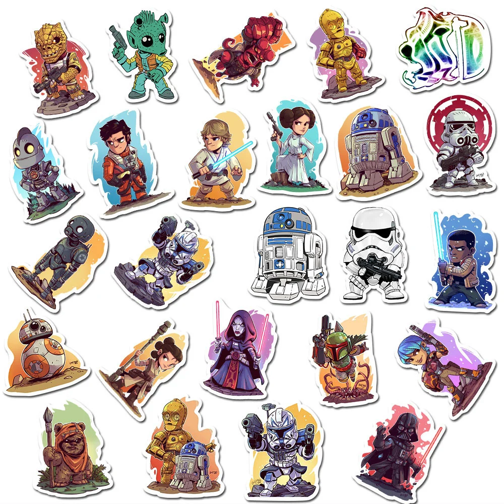 10/30/50/100PCS Disney Cool Star Wars Stickers Decal Kids Toy Laptop Skateboard Car Phone Motorcycle Anime Waterproof Sticker