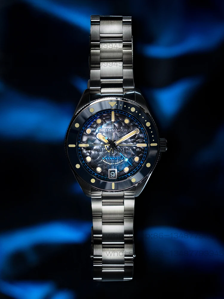 Spinnaker deep sea hammer ceramic ring automatic mechanical diving watch 5159 luminous