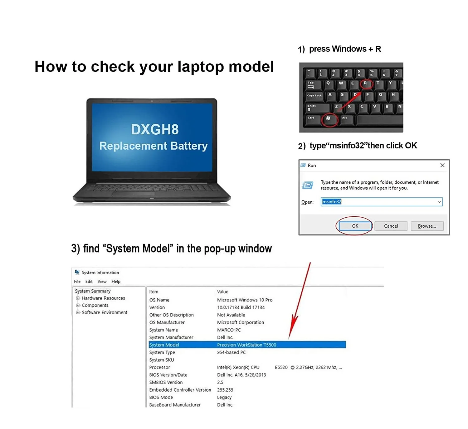 แบตเตอรี่แล็ปท็อป DXGH8สำหรับ Dell XPS 13 9380 9370 7390สำหรับ Dell Inspiron 7390 2-in-1 G8VCF H754V 52WH P82G 7.6V