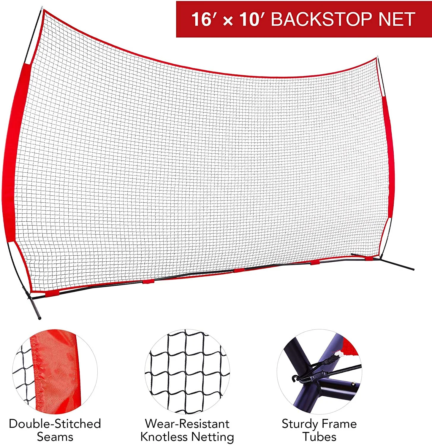 Portable Baseball Batting Soccer Rebound Goal, 2-in-1 Protection Barrier Backstop Net, Large Size, Durable Training Equipment