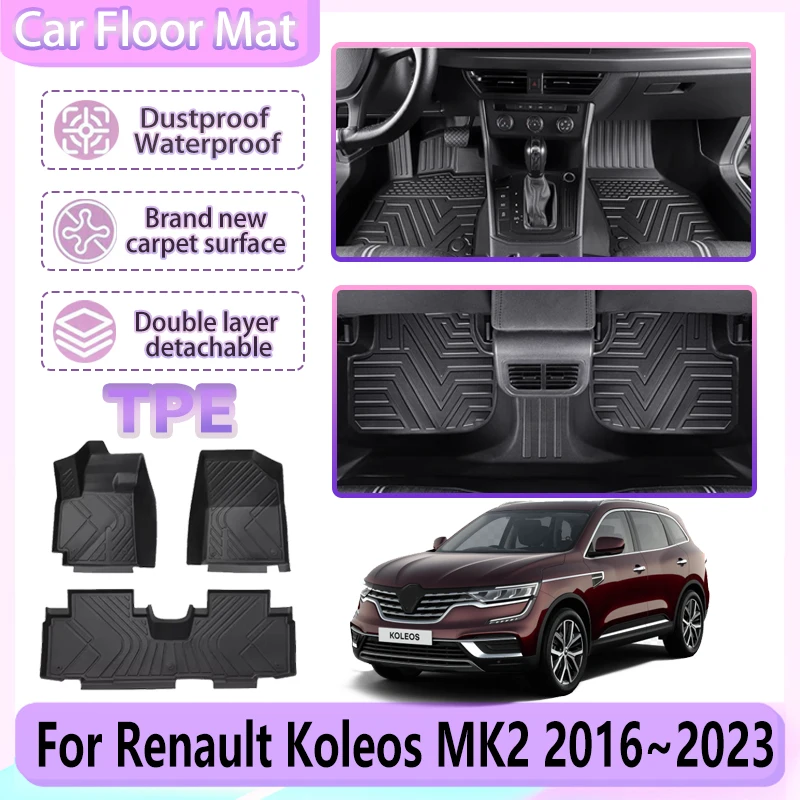 

LHD Car Floor Mat For Renault Koleos HC MK2 2016~2023 2020 Samsung QM6 Dirt-resistant Foot Pads Custom Liner Mat Car Accessories